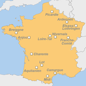 Karte: Hausbootferien Frankreich, Hausboot-Urlaub